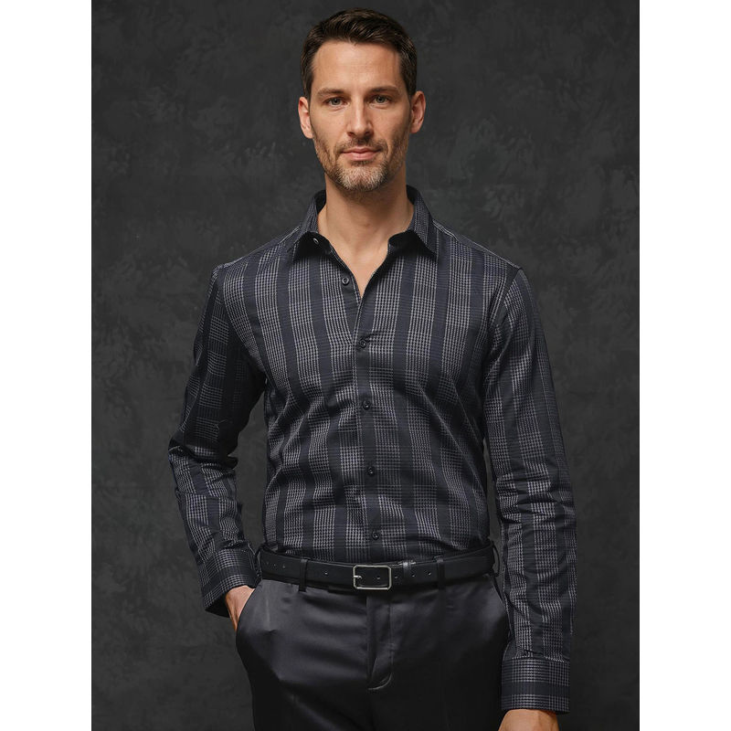 Rare Rabbit Villum Black Checks Regular Fit Shirt (XL)