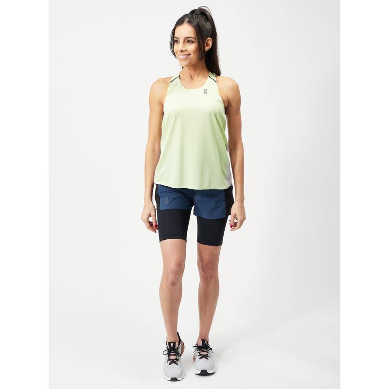 On Women Navy Blue Polyester Blend Sports Short (XL)