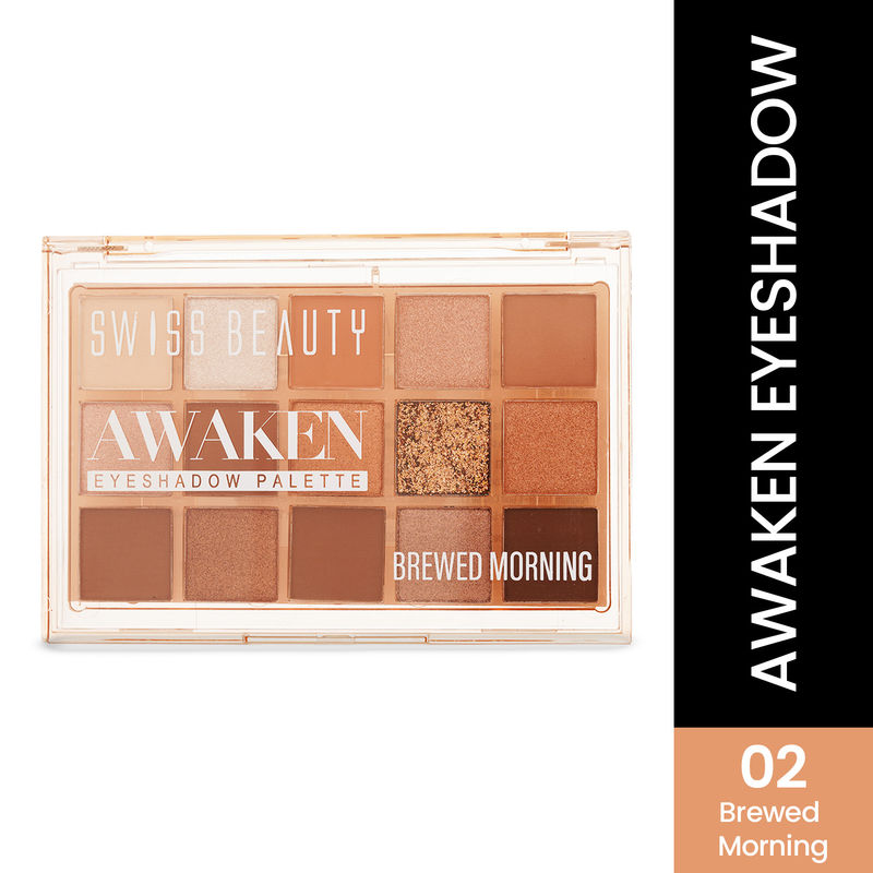 Swiss Beauty Awaken Eyeshadow Palette , Matte + Shimmer Finish , Long-Lasting - 2 Brewed Morning