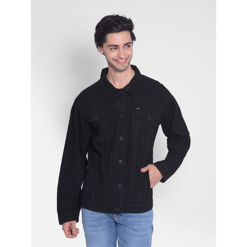 CRIMSOUNE CLUB Men's Black Denim Jacket (M)