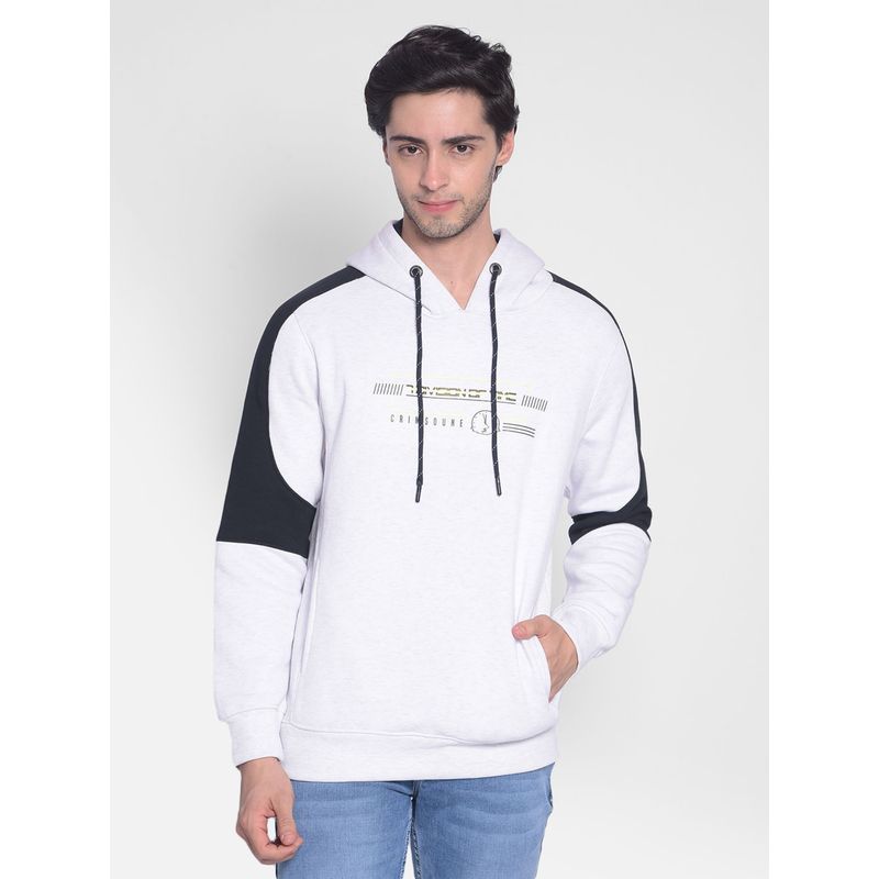 CRIMSOUNE CLUB Men's White Printed Sweatshirt (L)