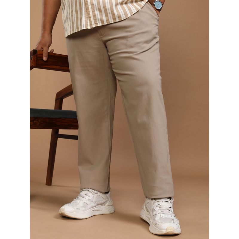 HIGHLANDER Men Khaki Solid Trouser (38)