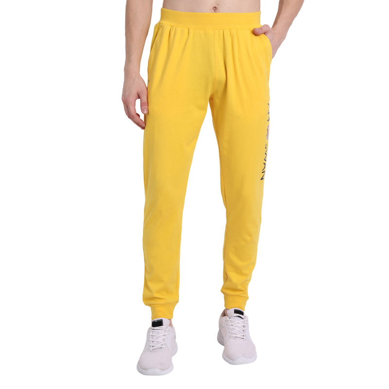 AM SWAN Premium Cotton Solid Joggers In Yellow (30)