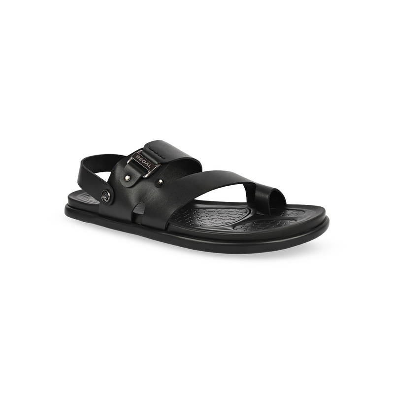 REGAL Black Men Stylish Leather Sandals (UK 8)