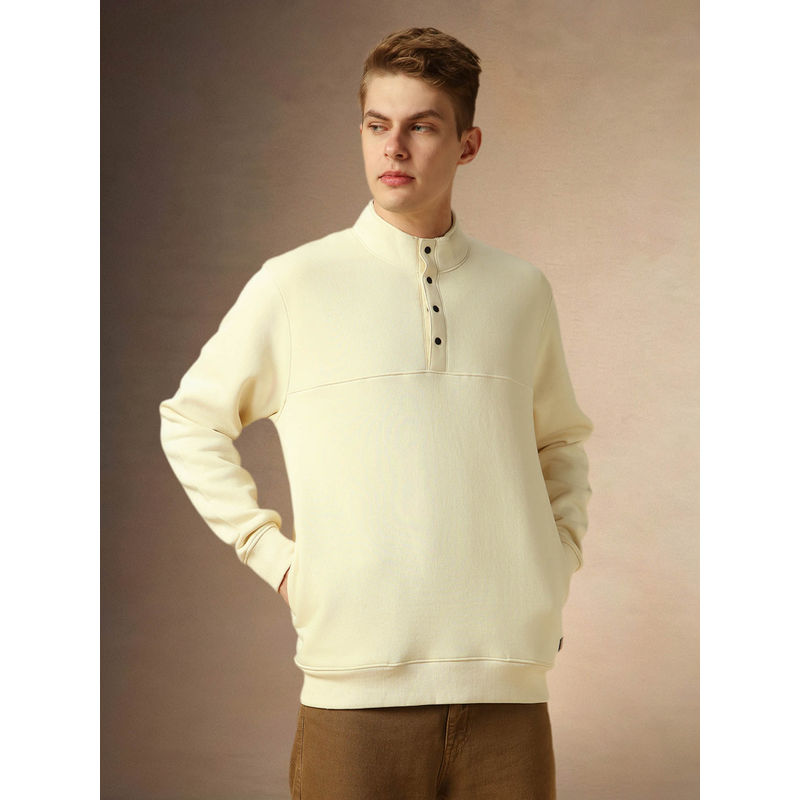 Dennis Lingo Full Sleeve Mock Collar Solid Relaxed Fit Men Sweatshirt (S)