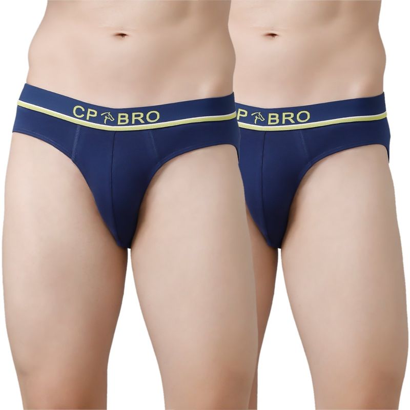 CP BRO Solid Briefs with Exposed Waistband Value - Navy (Pack of 2) (L)