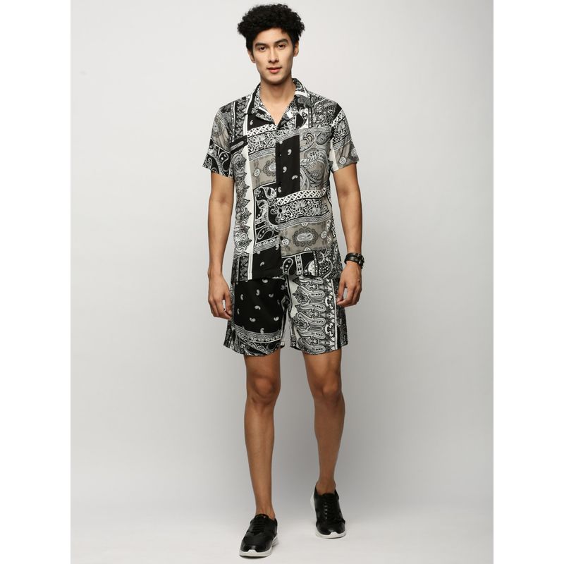 SHOWOFF Men Shirt Collar Multi-Color Printed Co-Ord (Set of 2) (M)