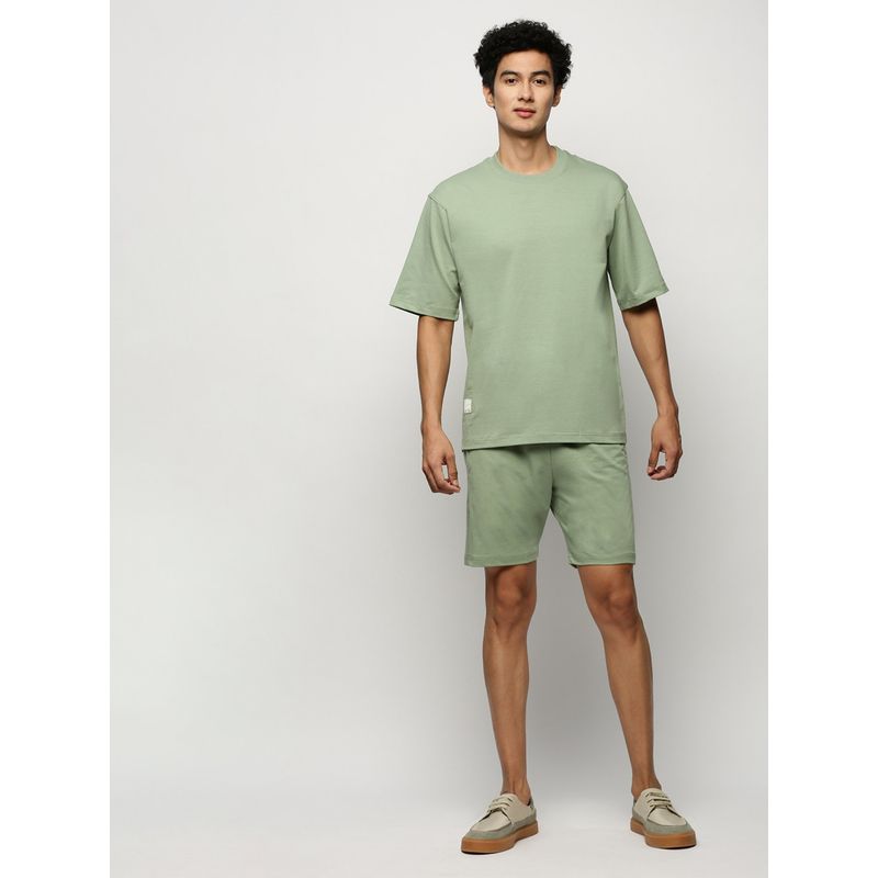 SHOWOFF Men Round Neck Sea Green Solid Co-Ord (Set of 2) (XL)