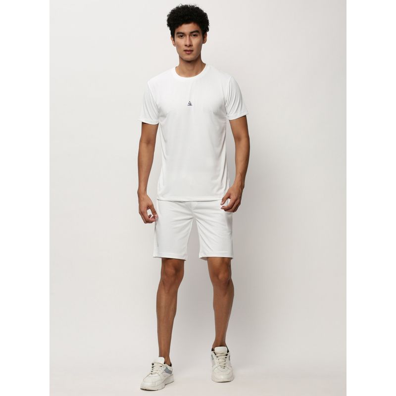 SHOWOFF Men Round Neck White Self Design Co-Ord (Set of 2) (L)