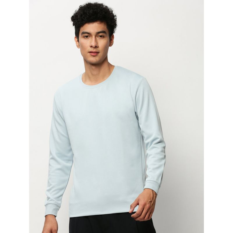 SHOWOFF Men Round Neck Solid Blue Sweatshirt (M)