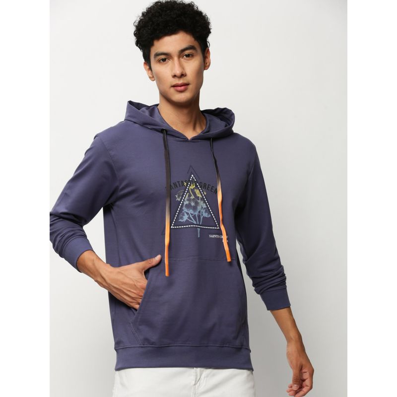 SHOWOFF Men Hooded Graphic Purple Sweatshirt (M)