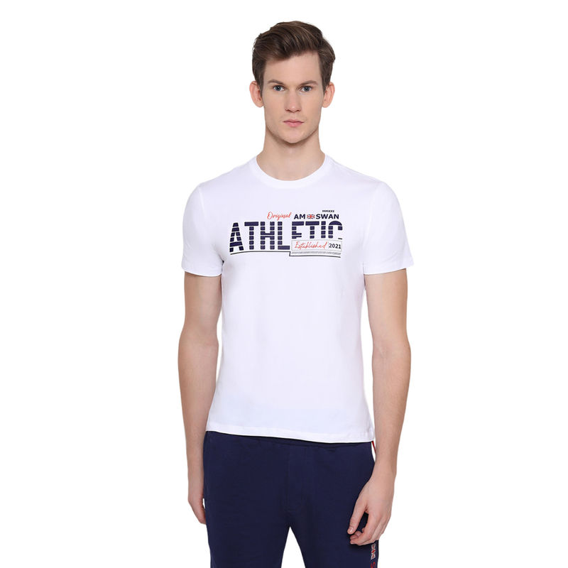 AM SWAN Mens Graphic White T-Shirt (M)