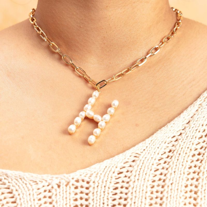 Women Charm Initial Name Necklaces Clavicle Chain Sparkling H Letter Pendant  Long Choker Necklace Jewelry Gift for Student - AliExpress