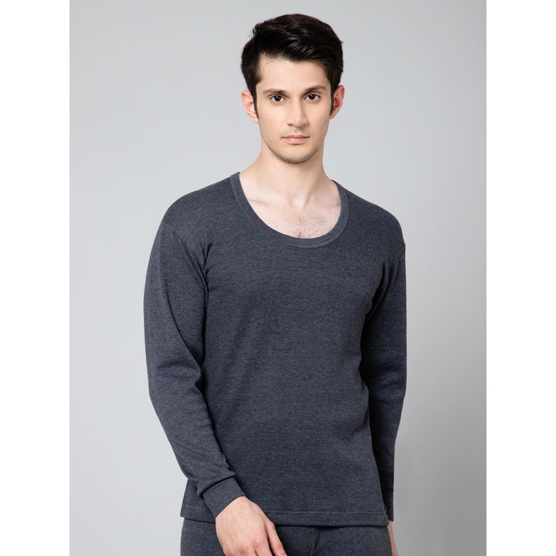 Cantabil Men Grey Solid Thermal Top (S)