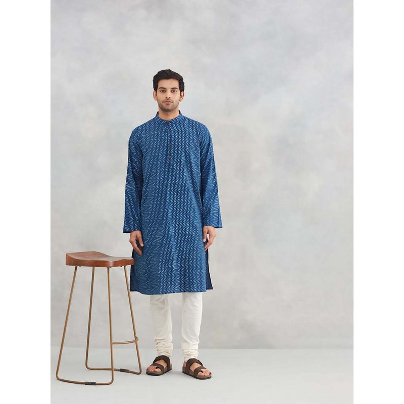 Fabindia Indigo Printed Regular Fit Kurta (XS)