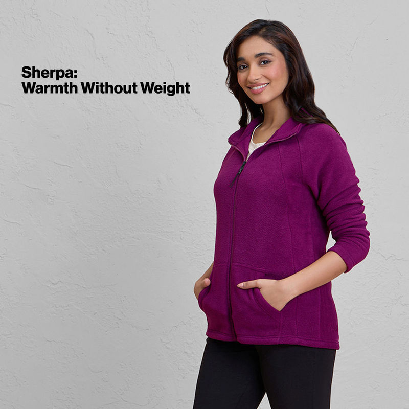 Nykd by Nykaa Cozy Sherpa Front open Jacket-NYLE701-Wine (L)