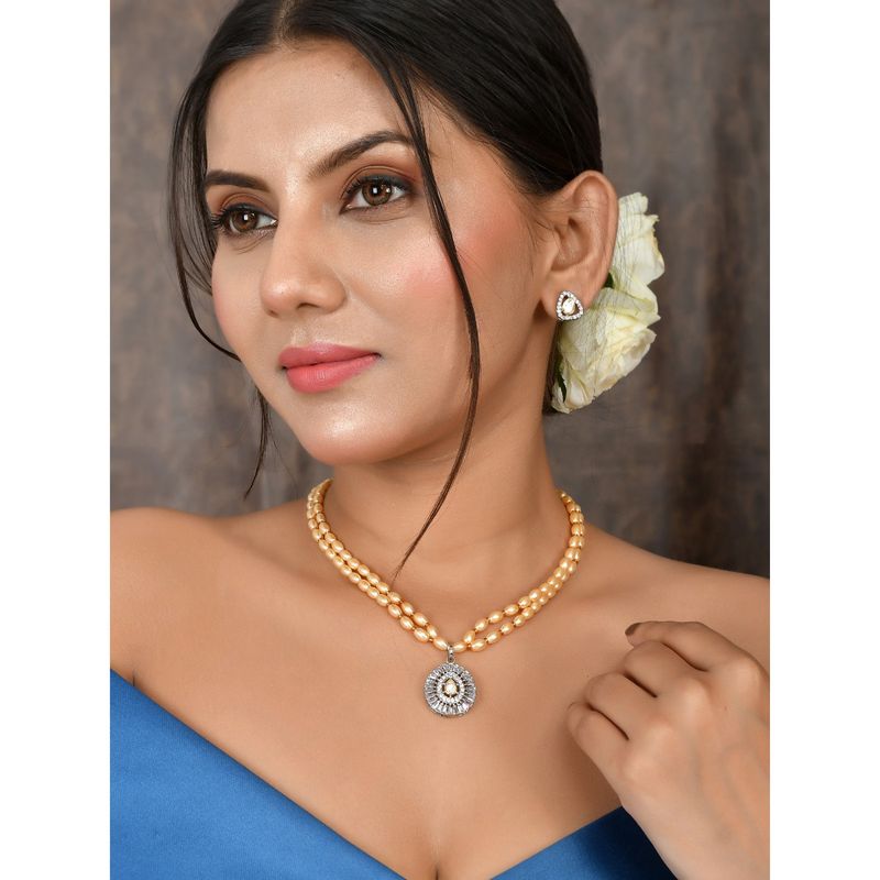 DASTOOR Womens Gold Plated Designer Necklace Set Buy DASTOOR Womens