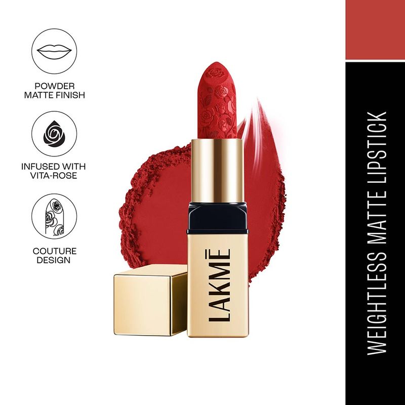 Lakme Rouge Bloom Powder Matte Lipstick - Scarlet Rose 209