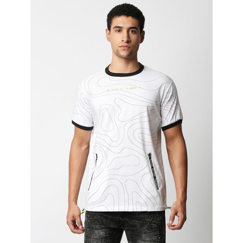 WAIMEA Mens Off-White Regular Fit Printed T-Shirt (S)