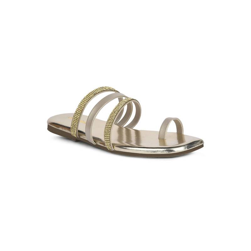 Bata Gold Toe Ring Ethnic Flats for Women (UK 3)