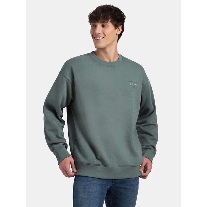 Jockey UM66 Men Super Combed Cotton Graphic Print Fleece Sweatshirt - Balsam Green (M)