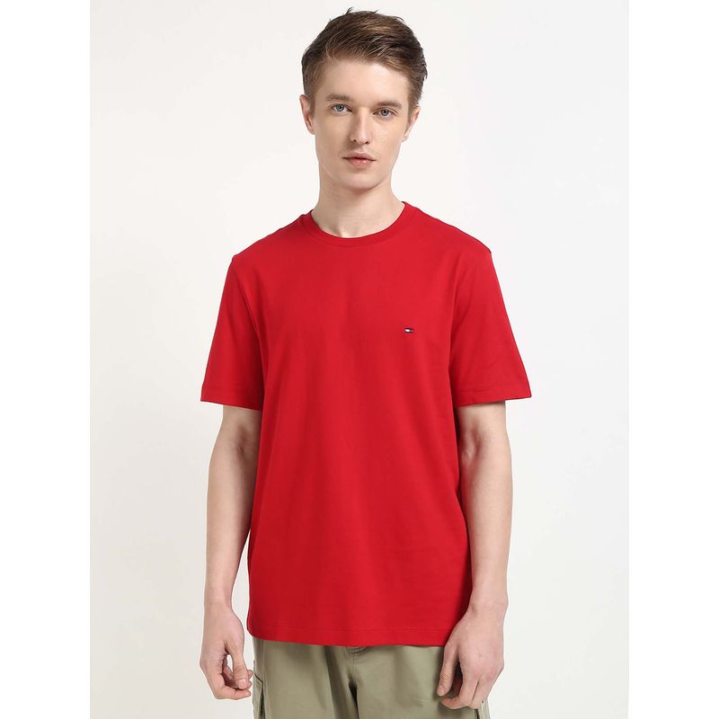 Tommy Hilfiger Mens Red Solid T-Shirt (L)