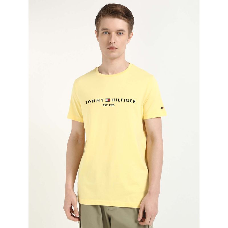 Tommy Hilfiger Mens Yellow Solid T-Shirt (XL)