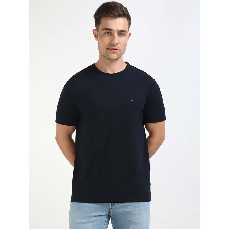 Tommy Hilfiger Mens Navy Blue Solid T-Shirt (M)