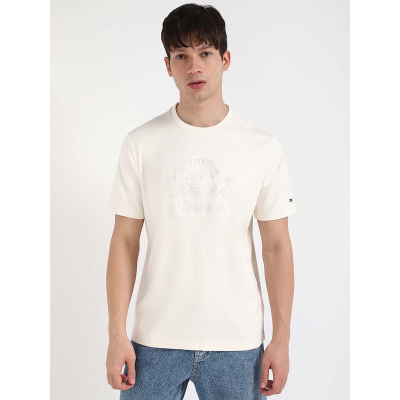 Tommy Hilfiger Mens Off White Printed T-Shirt (M)