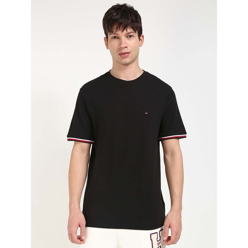 Tommy Hilfiger Mens Black Solid T-Shirt (L)