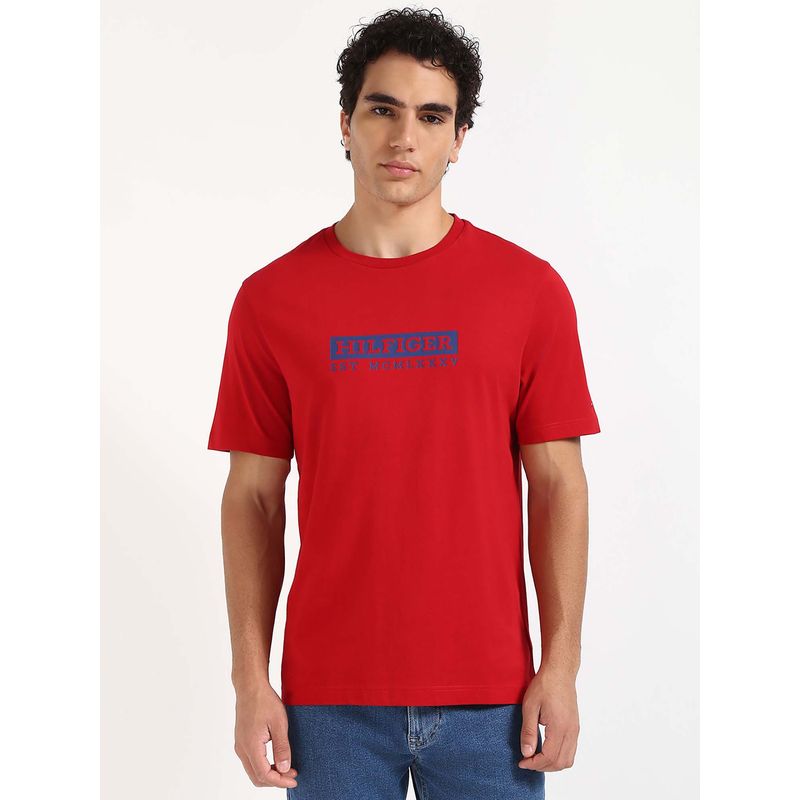 Tommy Hilfiger Mens Red Typography T-Shirt (L)
