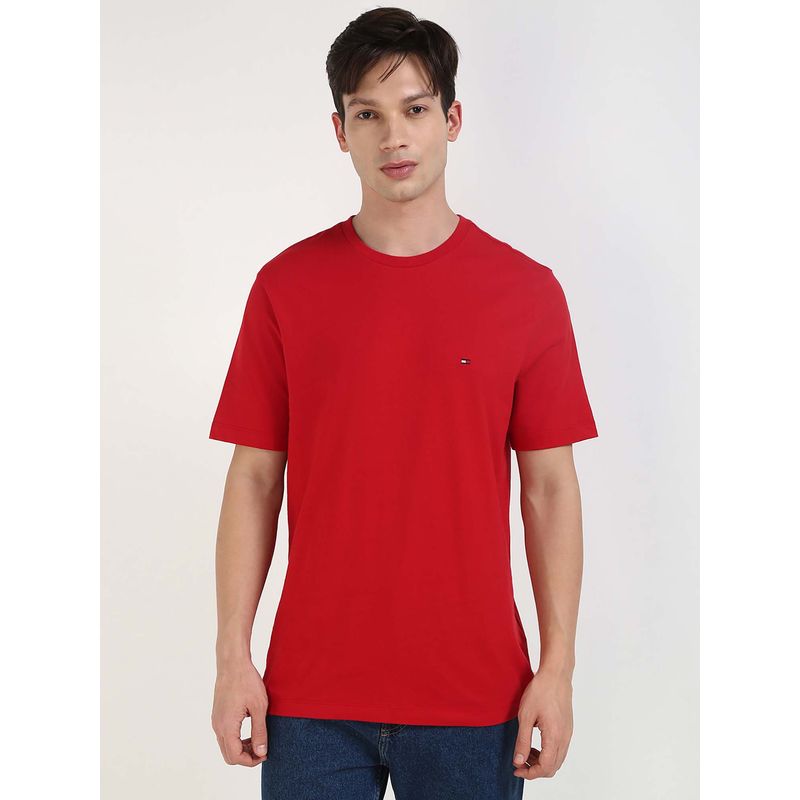 Tommy Hilfiger Mens Red Solid T-Shirt (L)