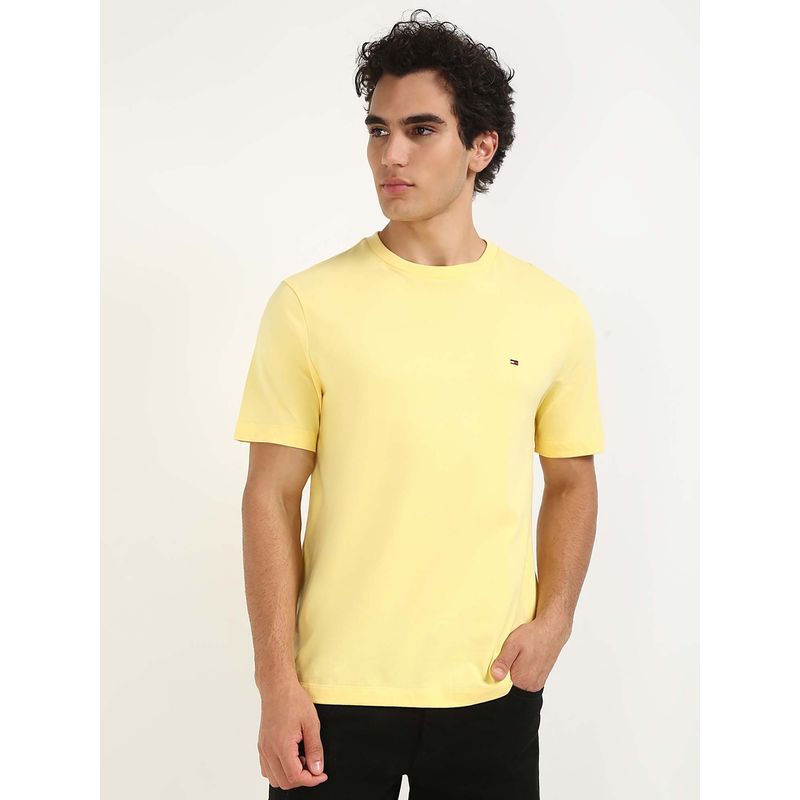 Tommy Hilfiger Mens Yellow Solid T-Shirt (L)