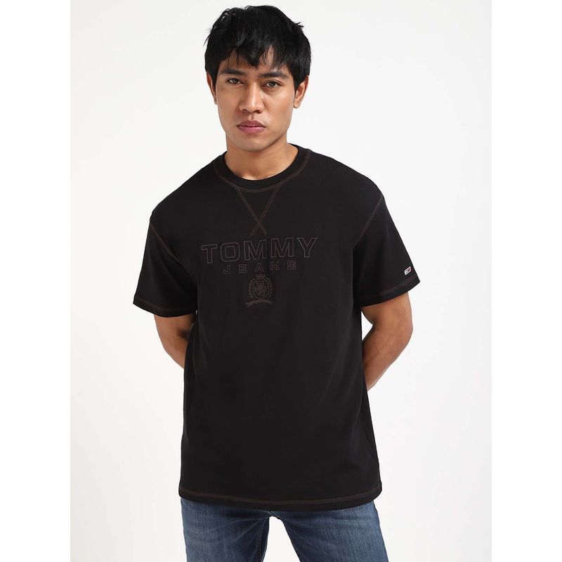 Tommy Hilfiger Mens Black Embroidered T-Shirt (S)