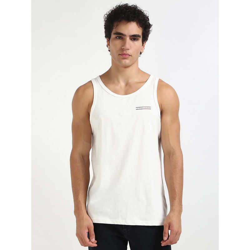 Tommy Hilfiger Mens White Solid Tank Top (M)