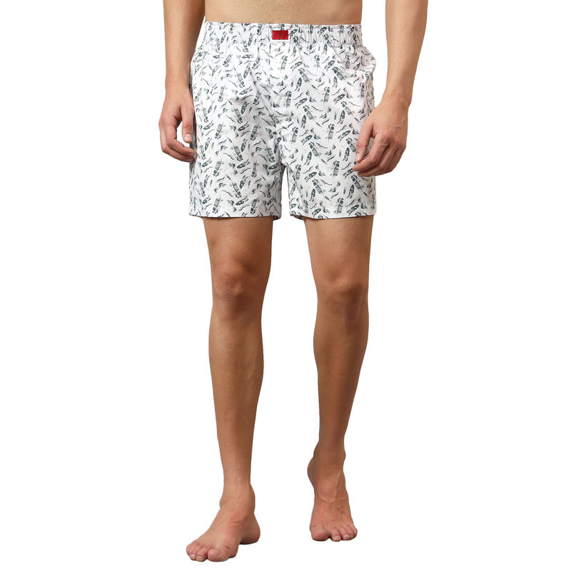 Cantabil Men White Printed Boxer (L)
