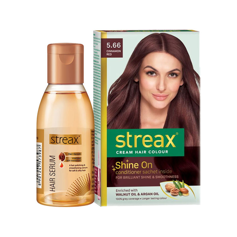 Streax Hair Colour - Cinnamon Red  + Hair Serum: Buy Streax Hair Colour  - Cinnamon Red  + Hair Serum Online at Best Price in India | Nykaa