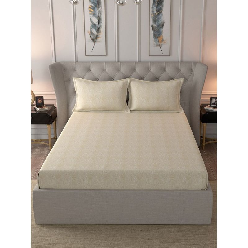 Inhouse by Maspar Glam Fiesta Neutral Print 144TC Cotton King Bed Sheet