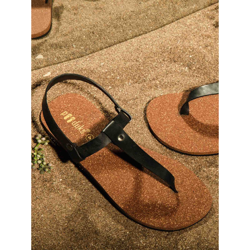 Paaduks Ara T-Strap Cork Waterproof Brown Sandals (UK 6)
