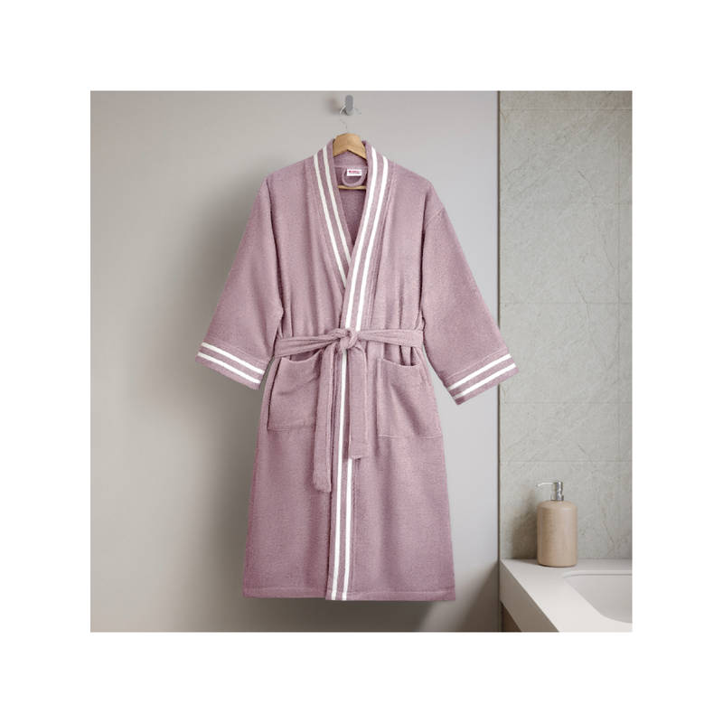 SPACES Purple Airsoft Cotton 300 Gsm Dobby Plain Bath Robe (M)