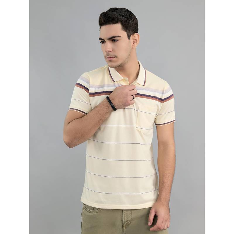 Monte Carlo Green Stripes Half Sleeves Polo T-Shirt (L)