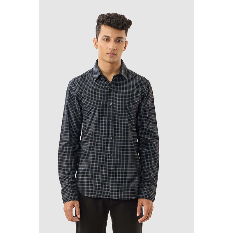 Snitch Men Black Checks Formal Shirt (XS)