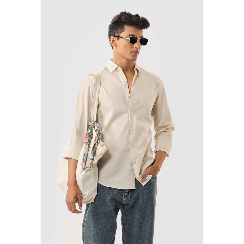 Snitch Men Beige Solid Casual Shirt (2XL)