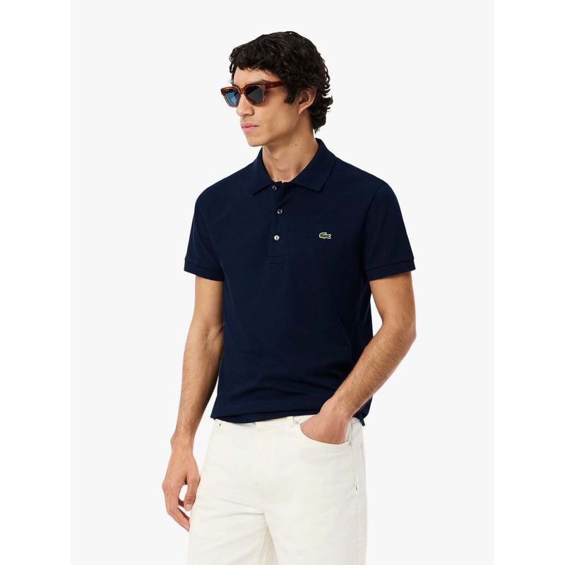 Lacoste Slim Fit Stretch Pique Polo T-Shirt- Navy Blue (S)