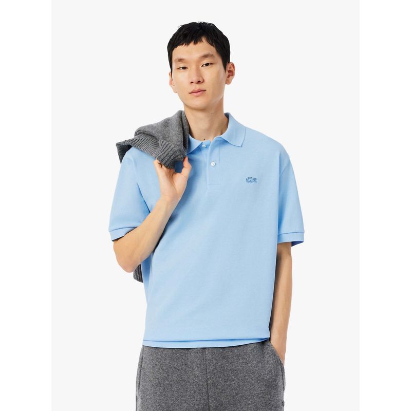 Lacoste Loose Fit Heavy Pique Polo T-Shirt- Blue (L)