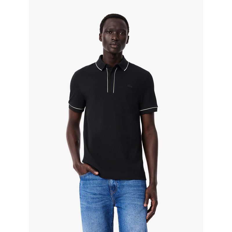 Lacoste Regular Fit Paris Stretch Pique Polo T-Shirt- Black (S)