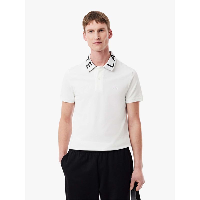 Lacoste Slim Fit Jacquard Branded Polo T-Shirt- White (M)