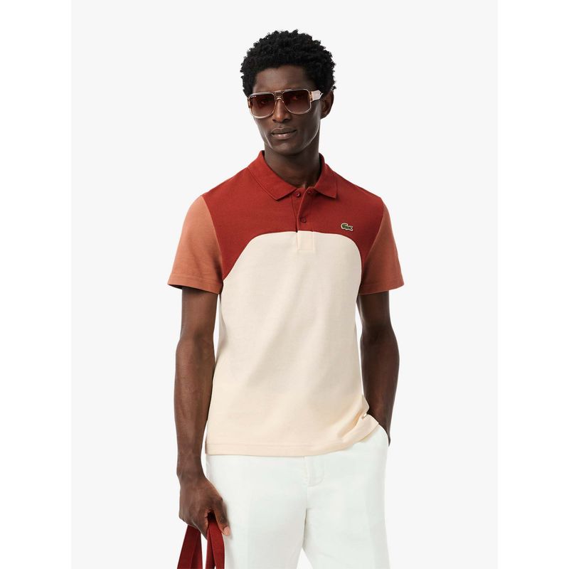 Lacoste Regular Fit L.12.12 Colour-Block Polo T-Shirt- Rust (S)