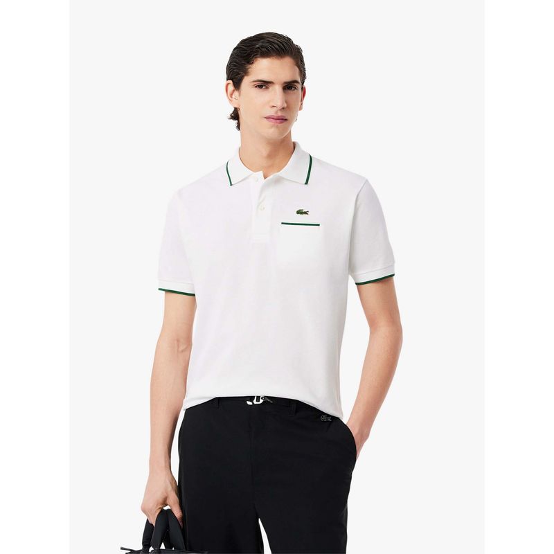 Lacoste Classic Fit Pocket Accent L.12.12 Polo T-Shirt- White (S)