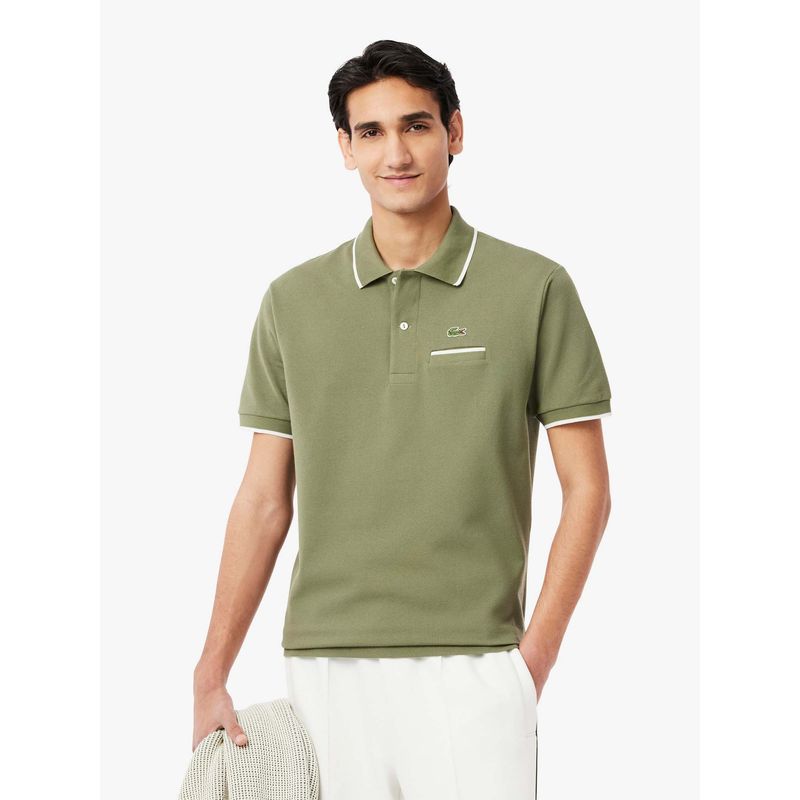 Lacoste Classic Fit Pocket Accent L.12.12 Polo T-Shirt- Green (S)